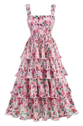 Floral Tiered Georgette Midi Dress